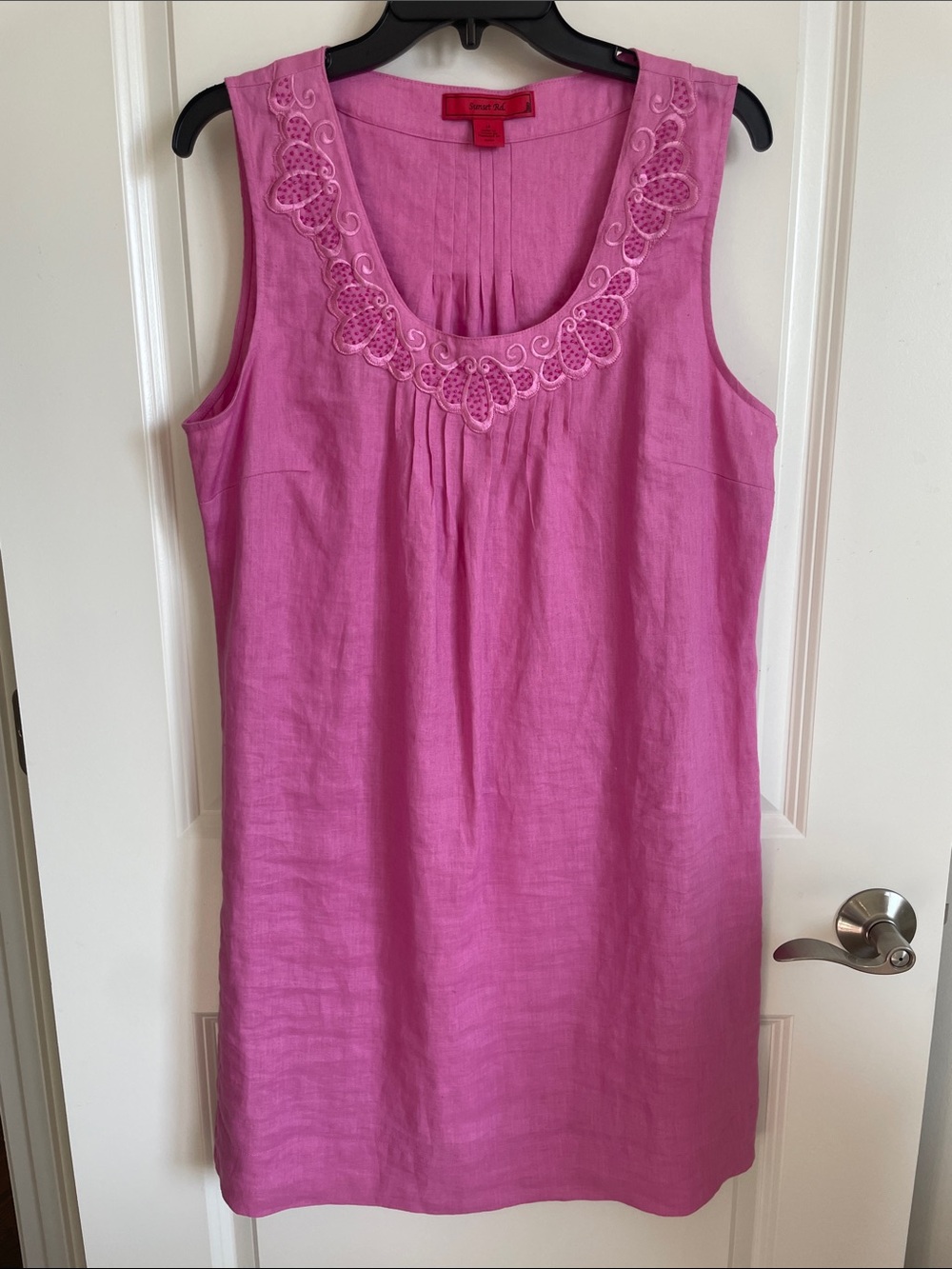 Sunset Rd lilac pink 100% Linen sleeveless shift dress
